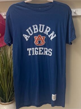 Auburn Tigers Original Retro Brand Size Small Blue White 100% Cotton Tee Shirt